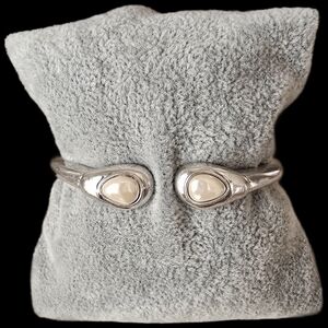 Silver Pearl-Accent Open Cuff Bracelet - Women's Jewelry